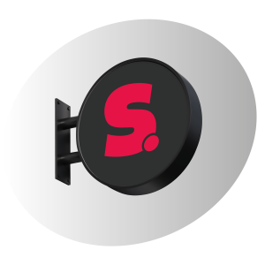 photo d'une enseigne noire avec un logo Sprint Communication rouge