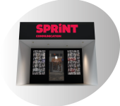photo d'une vitrine à l'effigie de Sprint Communication